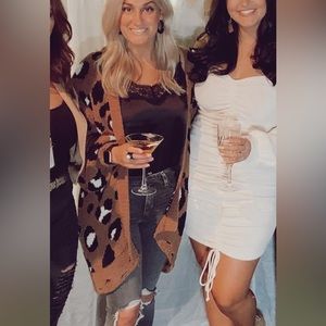 Brown fuzzy leopard cardigan